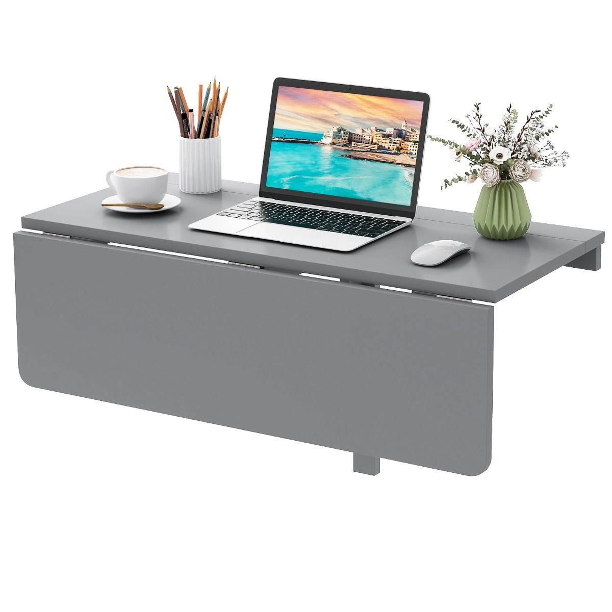 Table pliante murale Coast - bureau pliant - design peu encombrant - gris 80 x 60 x 45 cm