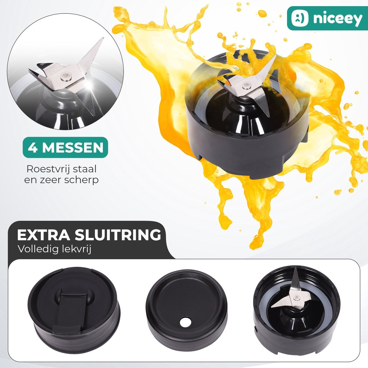 Niceey Mini Blender - Smoothie Maker - 500W - Noir