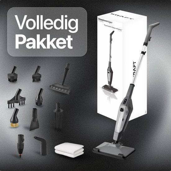 KRAFT Nettoyeur à vapeur - Nettoyeur de taches - Nettoyeur à vapeur portatif - 10 accessoires et 2 chiffons à vapeur