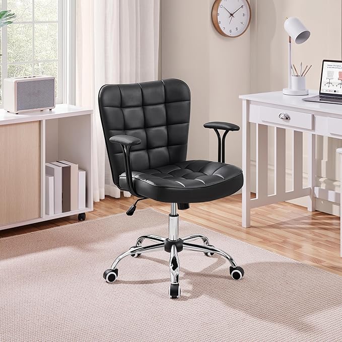 Yaheetech Siège de bureau - Ergonomique - Réglable - Avec accoudoirs amovibles - Noir