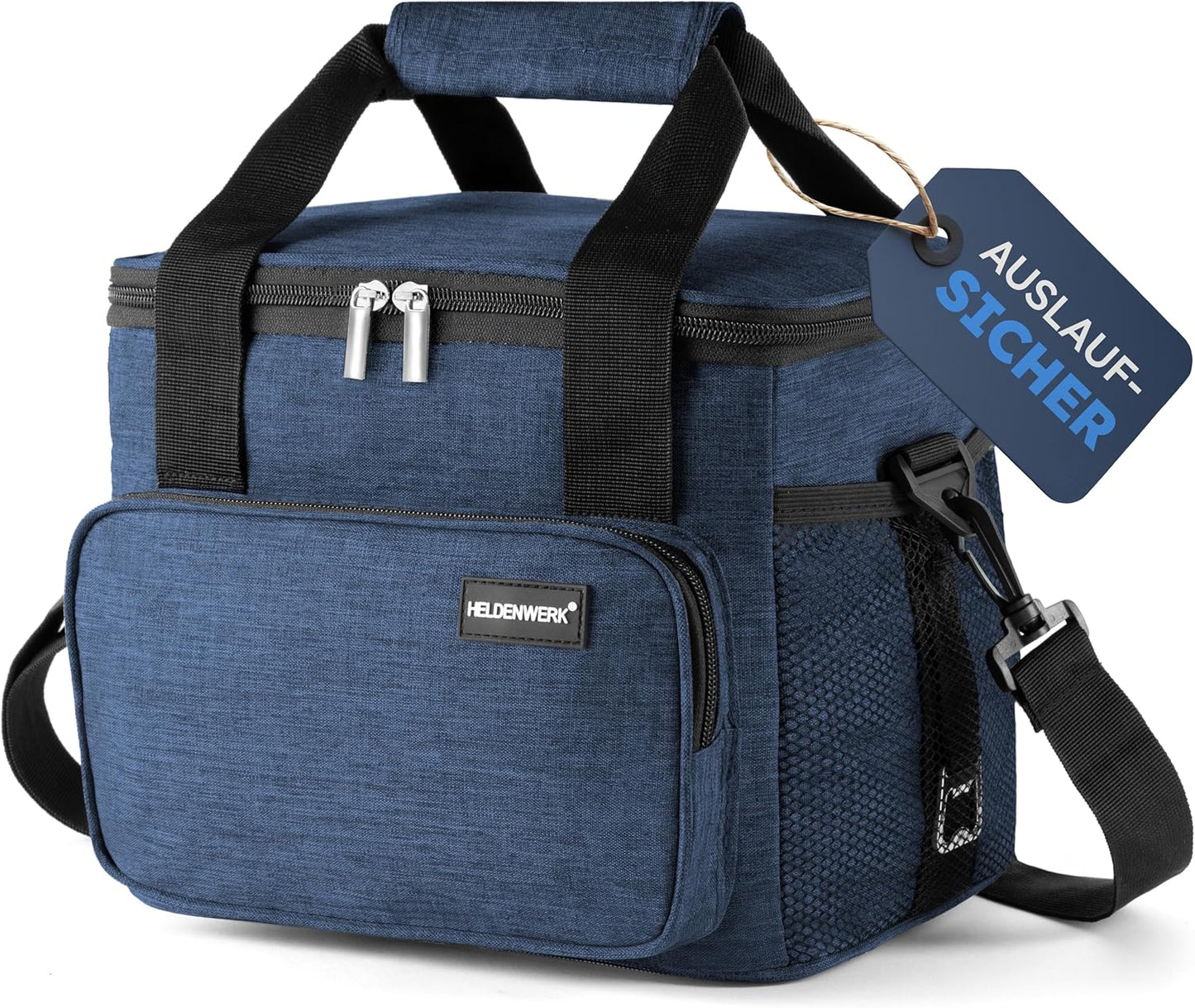 HELDENWERK Cooler Bag Small & Foldable - 10 Liter Thermal Lunch Bag - Insulated, Waterproof & Leakproof - Picnic Bag, Cooler Bag, Brunch and Lunch Bag - Navy Blue
