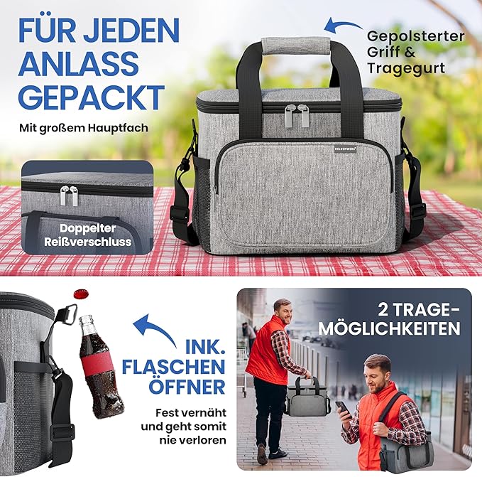 HELDENWERK Grand sac isotherme, pliable, glacière isotherme, sac thermo, étanche et imperméable, sac pique-nique, sac petit déjeuner, sac thermo, sac isotherme - 30 L