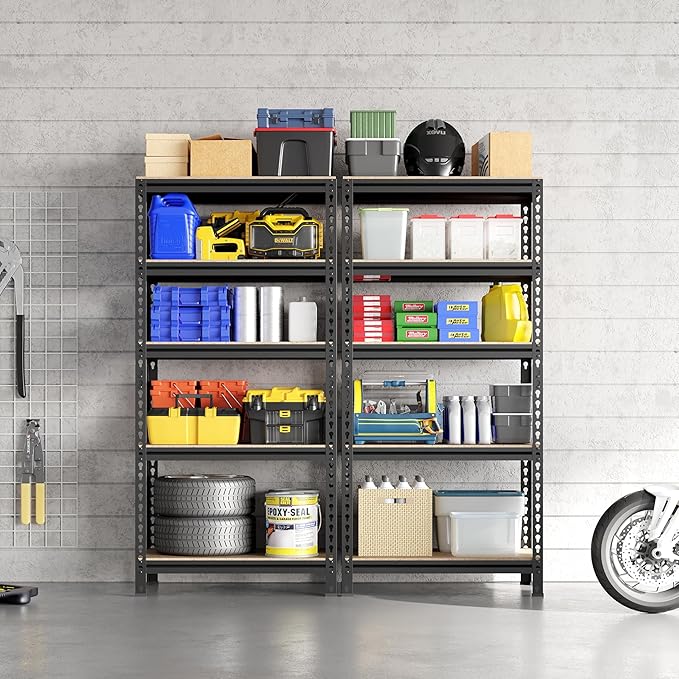 Yaheetech Racks de stockage - Lot de 2 - Robuste - 150×70×30 cm - Réglable - Noir