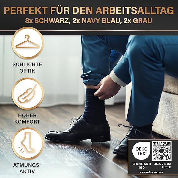 Chaussettes Heroic pour hommes 43-46 - 12 pièces - Noir, gris et bleu marine - Business & Comfortable