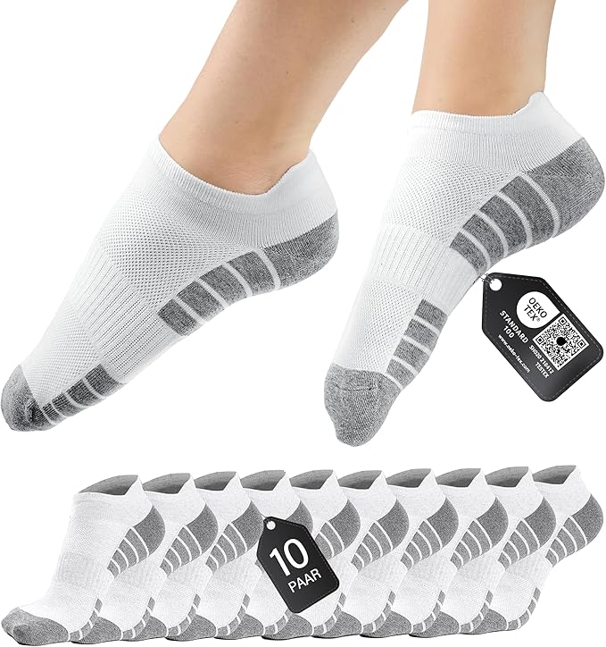 Heroism Sneaker socks for women and men 10 pairs - Chaussettes de sport courtes en coton respirant - Taille 39-42