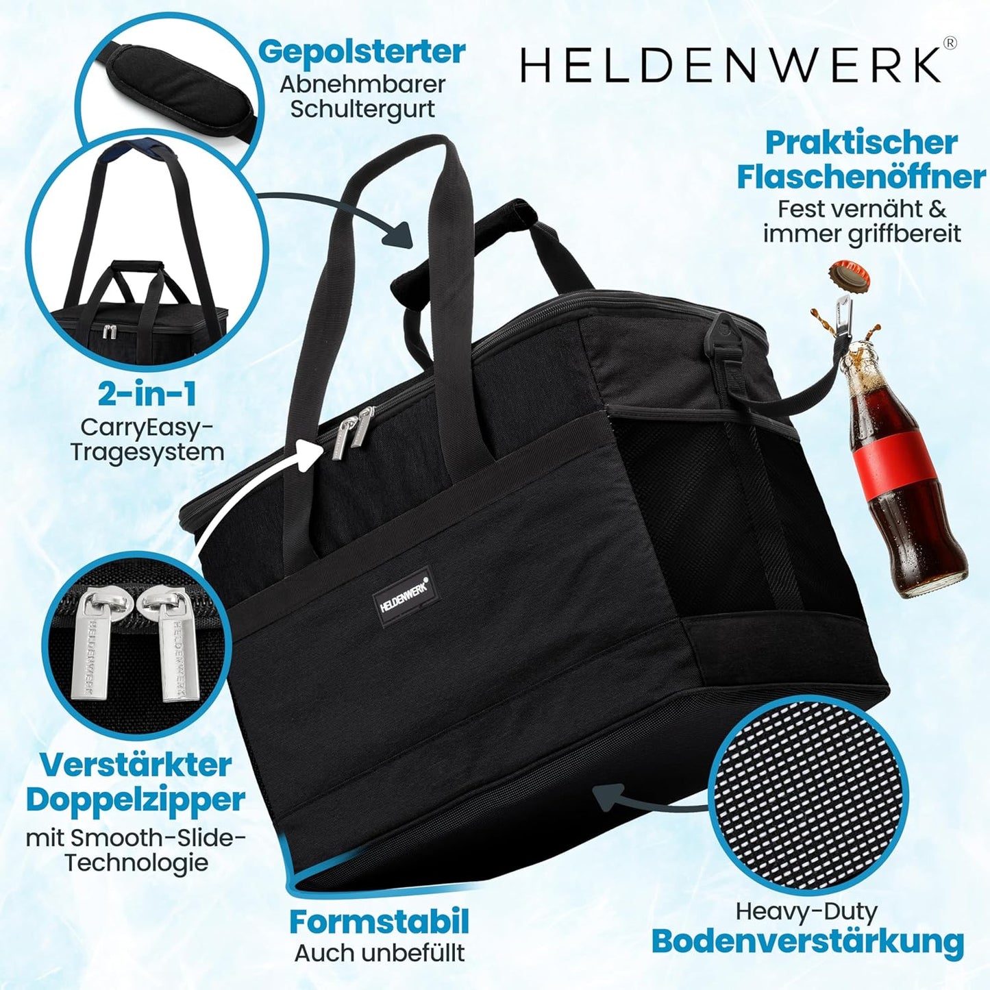 Sac de refroidissement Heroic - 40L- 12 heures - 7 compartiments - Noir