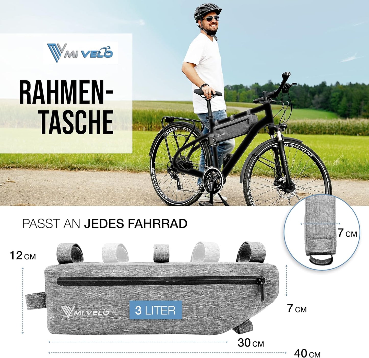 MIVELO - Sac à dos - 3L - Imperméable - Gris - 41 x 7 x 13 cm