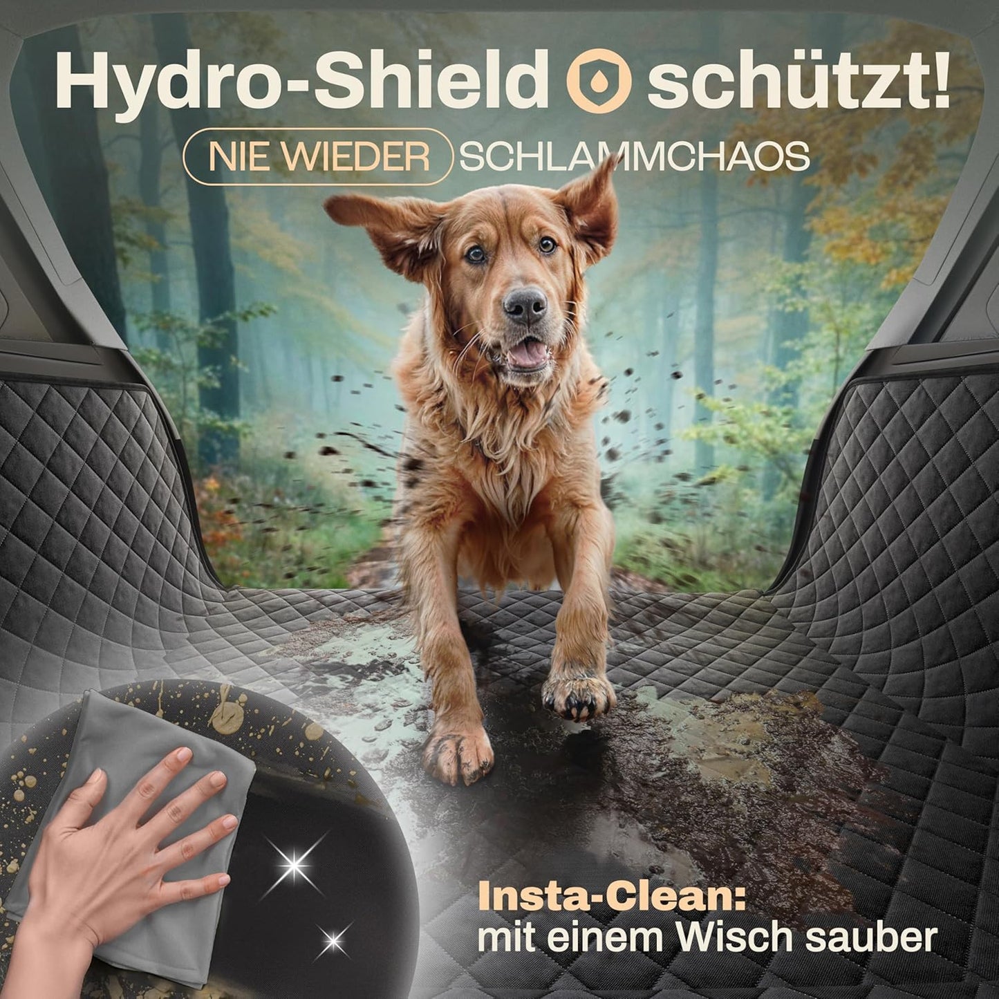 HELDENWERK Protège-bottes pour chiens - Imperméable et résistant aux rayures - Avec protection latérale et pare-chocs - Adaptation universelle - Premium rembourré - Noir