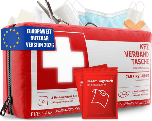 Heroism Car Bandage Bag - DIN 13164:2022 - Trousse de premiers secours approuvée par l'Europe pour les voitures