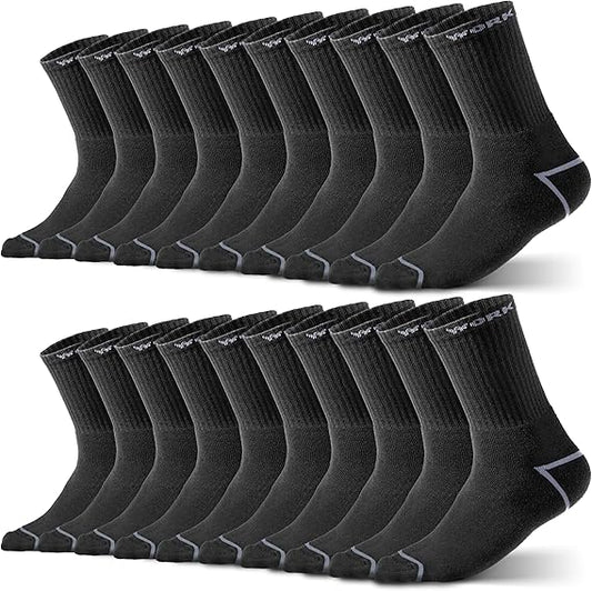 HELDENWERK 10 paires de chaussettes de travail pour hommes, premium | chaussettes de travail renforcées en coton respirant | chaussettes de travail robustes avec ceinture confortable - Taille 43-46 - noir/gris
