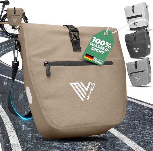 MIVELO Pannier - Imperméable & Bandoulière incluse - 20 litres - Sandbeige
