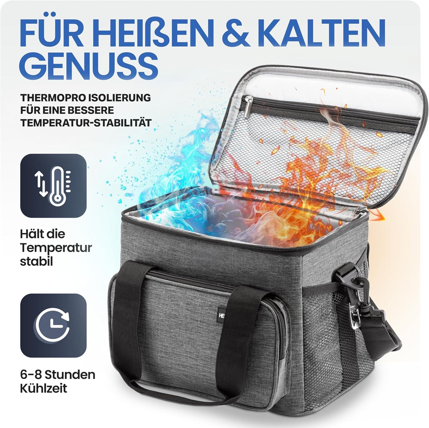 HELDENWERK Cool Bag Small & Foldable 10 L - Sac à lunch isotherme pour aliments et boissons - Imperméable et étanche - Sac de pique-nique, glacière, sac pour brunch et petit-déjeuner