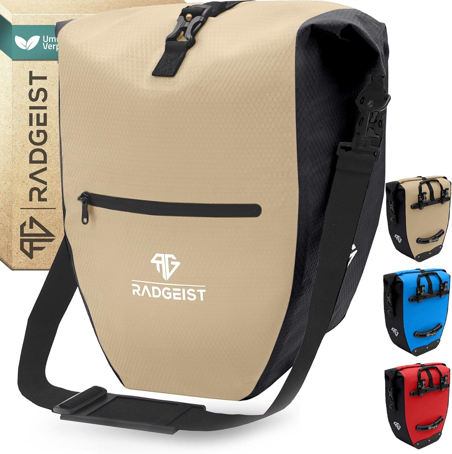 RADGEIST sacoche de vélo pour porte-bagages - sacoche de vélo pour porte-bagages - sacoche de vélo étanche et sac à bandoulière - sacoche de vélo avec réflecteurs