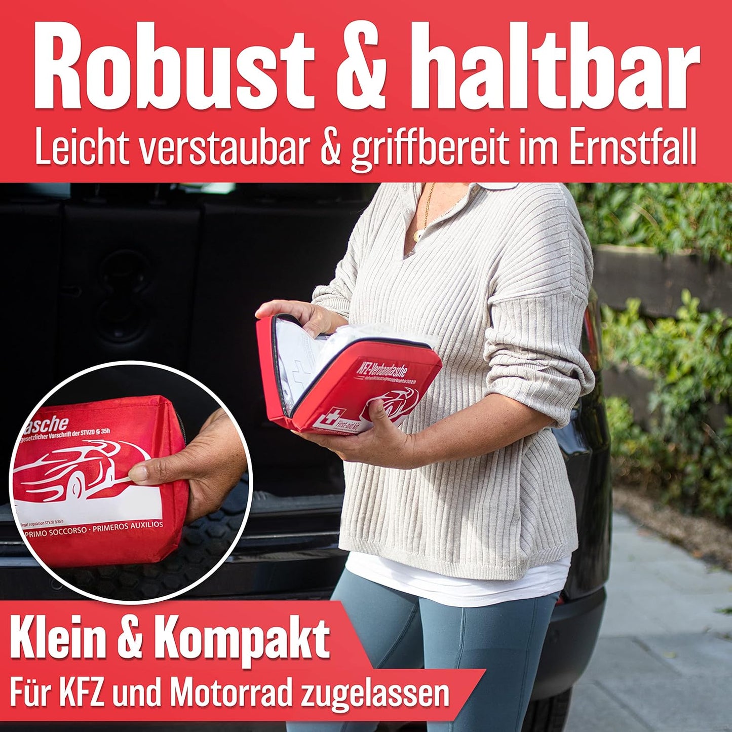Trousse de secours Hero pour voiture - Valable en Europe - Trousse de secours selon la norme actuelle 2026