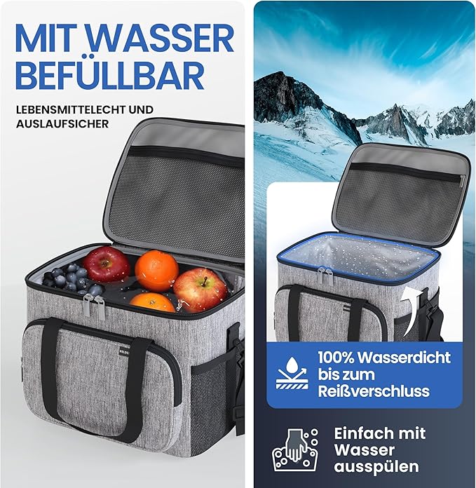 HELDENWERK Grand sac isotherme, pliable, glacière isotherme, sac thermo, étanche et imperméable, sac pique-nique, sac petit déjeuner, sac thermo, sac isotherme - 30 L