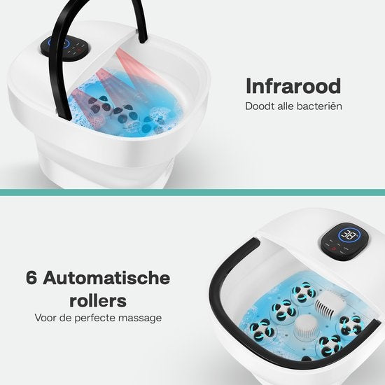 Balnéothérapie - Niceey - Bain de pieds - Masseur - Jusqu'à 48°C - Fonction bulle - Massage infrarouge - Télécommande incluse - 14L - Blanc