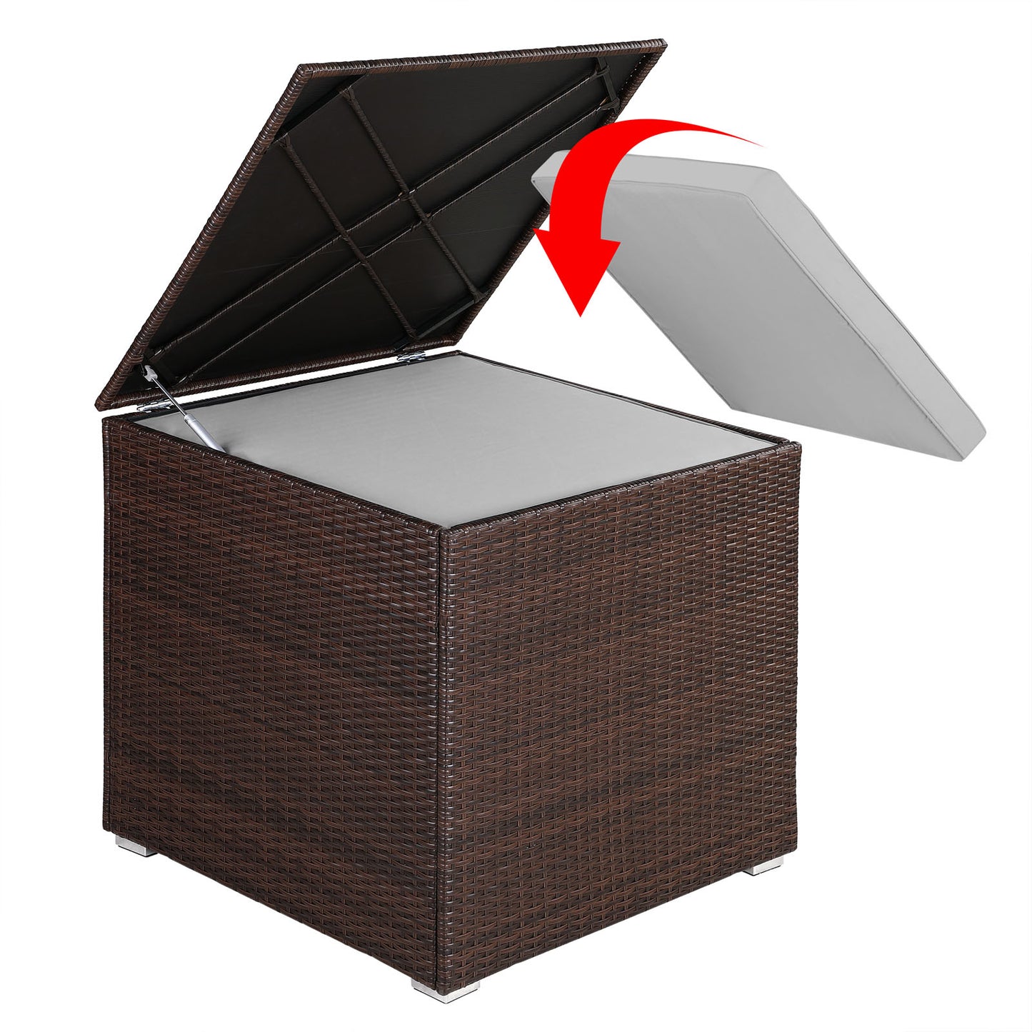 Boîte de rangement Casaria en polyrotin - marron - 75x75x70 cm - avec sac hydrofuge