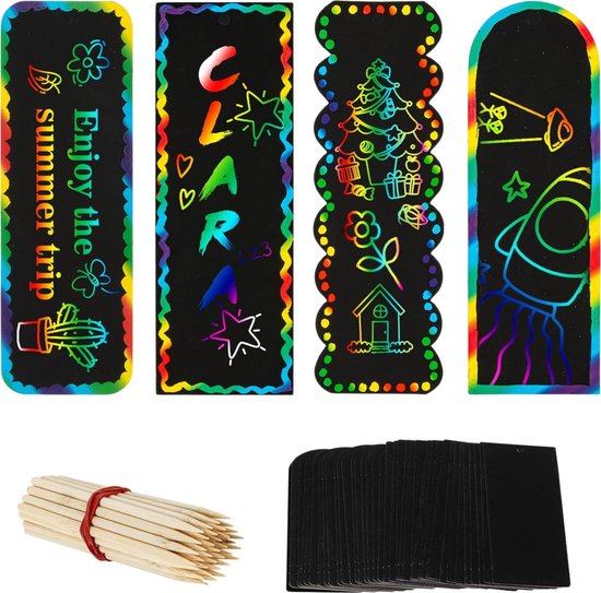 Partizzle 36x Signets magiques - Dessin à gratter - Signets à distribuer - Grabbelton Treat Gifts - For Kids