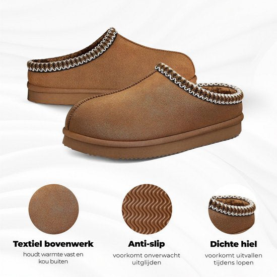 Pantoufles pour femmes - Pantoufles - Taille 42/43 - Chestnut - Antidérapantes - Comfeet