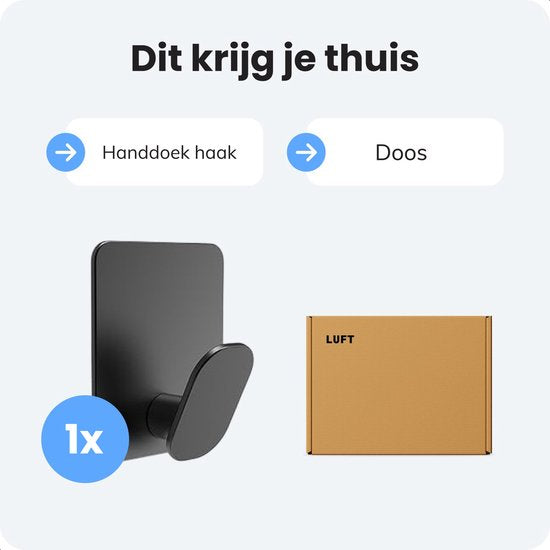 Crochets à serviettes auto-adhésifs - 1 pièce - Noir mat - Porte-serviettes de salle de bain - Porte-serviettes - Crochets muraux - Crochets de porte - Système d'accrochage pour peinture - Crochet à manteau - Ventouse avec crochet