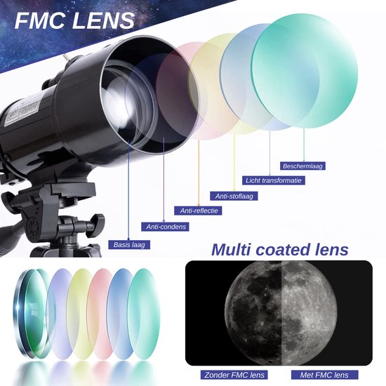 CAMUX Telescope - Stargazer - Convient aux adultes et aux enfants - Vision nocturne - Astronomie