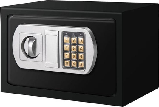 BRASQ Coffre-fort électrique noir - 31x20x20 cm - Serrure à chiffres - Matériel de fixation inclus - Tirelire - coffre-fort à argent - Tirelire avec serrure à combinaison