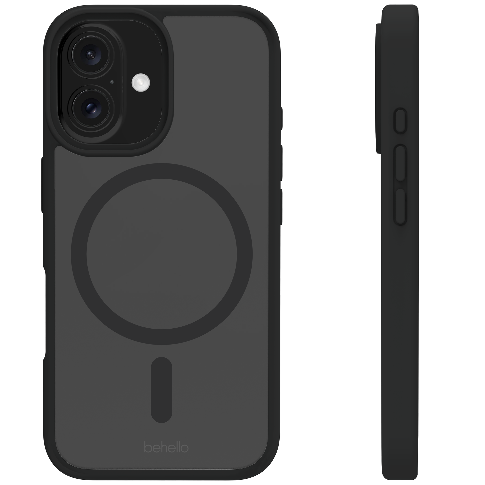 BeHello Case iPhone 16 - Anneau magnétique MagSafe - Transparent/Noir