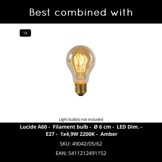 Lucide EXTRAVAGANZA COCO - Lampe de table - Ø 30,5 cm - 1xE27 - Or mat / Laiton