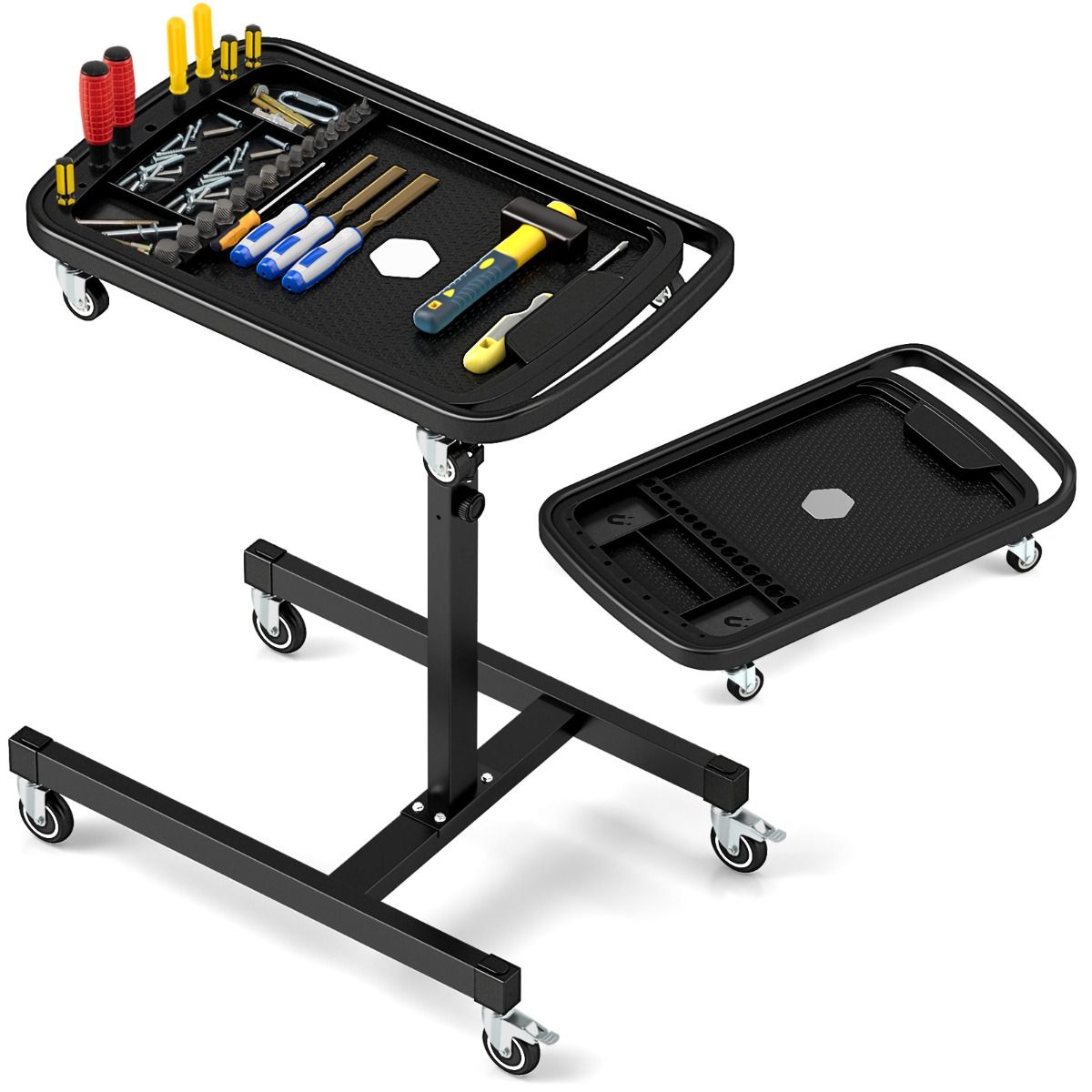 Chariot à outils Coast avec plan de travail - réglable en hauteur - bac à outils amovible - noir