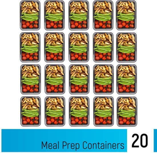 Fitcrafters Meal Prep Trays - Plateaux fraîcheur - Plateaux congélation - 20 pièces - 1 compartiment - 1L - sans BPA