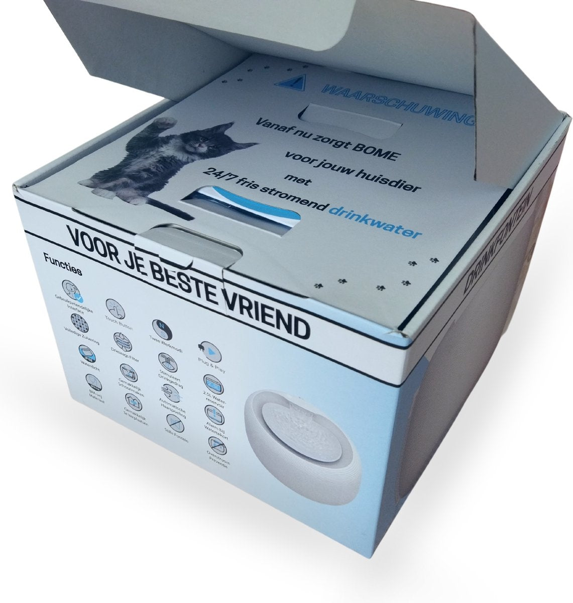 BOME Abreuvoir - Fontaine pour chat - 2,5 litres - Abreuvoir pour chat et chien - Fontaine à eau pour chat - Rinçage automatique