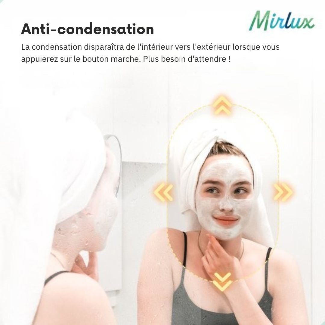Miroir de salle de bain ovale - Mirlux - 90x60 cm - Eclairage et chauffage LED - anti-buée - Noir