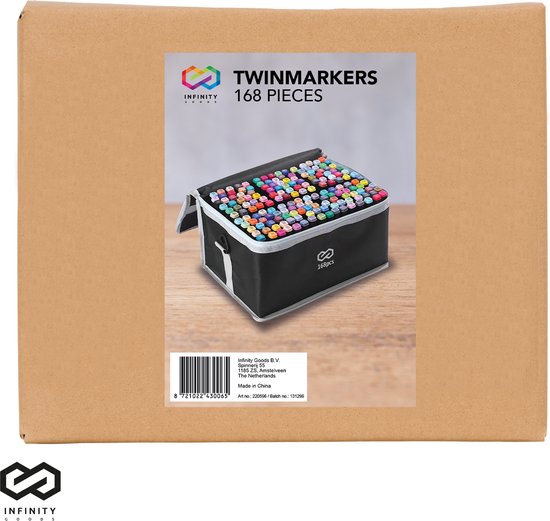 Infinity Goods Marqueurs professionnels à alcool 168 pièces - pointe double face - sac de rangement avec support