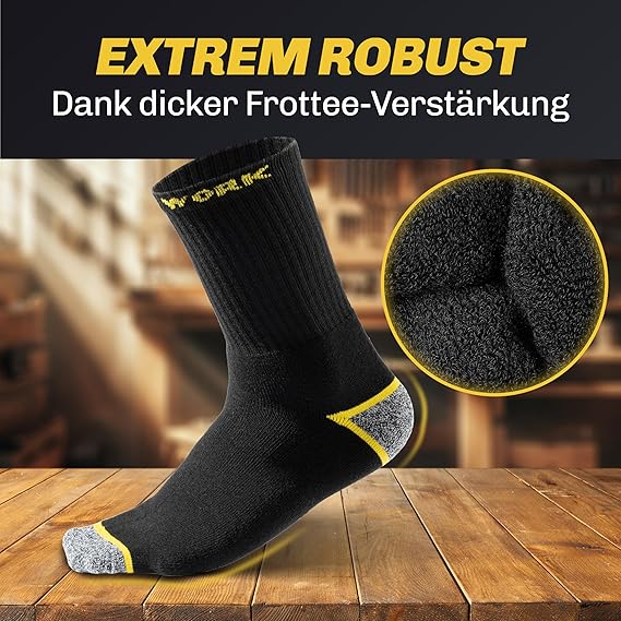 HELDENWERK 10 paires de chaussettes de travail pour hommes, premium | chaussettes de travail renforcées en coton respirant | chaussettes de travail robustes avec ceinture confortable - Taille 35-38
