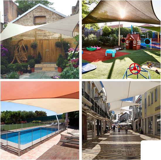 Voile d'ombrage - Perel - imperméable - 3,6 x 3,6 m, 180 g/m² - carré - gris foncé