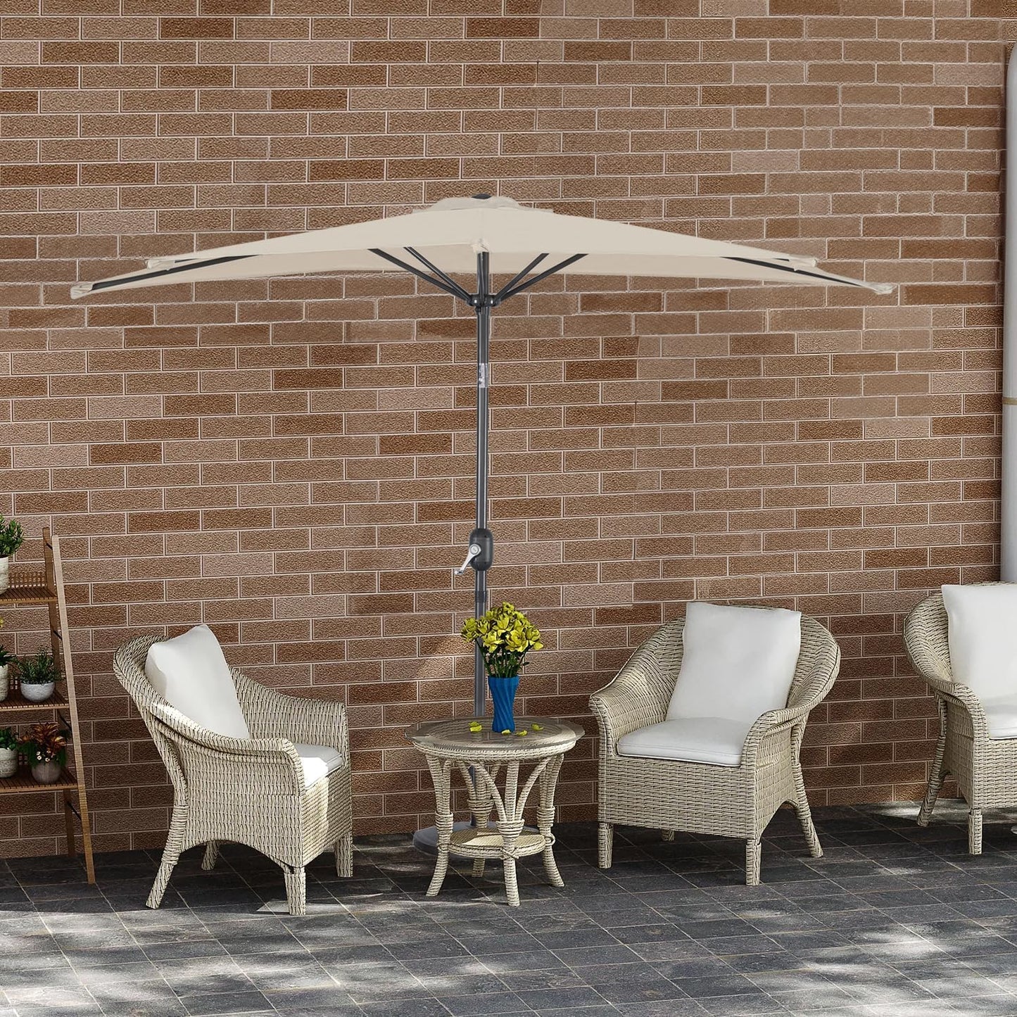 Angel Living Parasol de balcon - Semi-circulaire - 245 x 122 cm - Crème