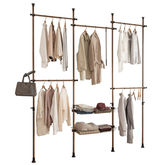 SoBuy KLS04 Porte-vêtements - 4 étagères - réglable - 305 x 5 x 270 cm - marron