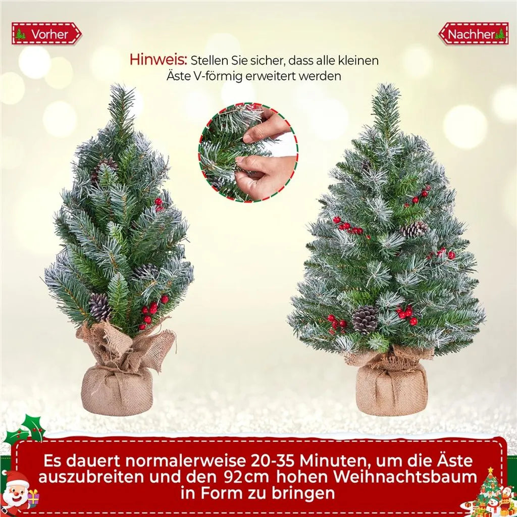 Yaheetech : lot de 2 sapins de Noël artificiels de 92 cm avec neige et LED