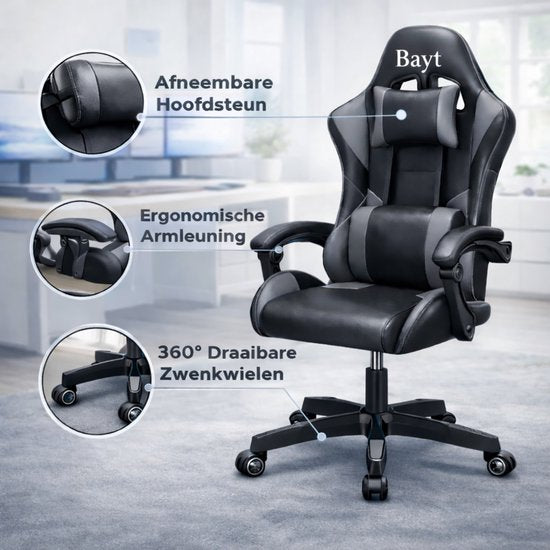 Bayt Gaming Chair - Chaise de jeu - Chaise de bureau ergonomique - Noir - Réglable