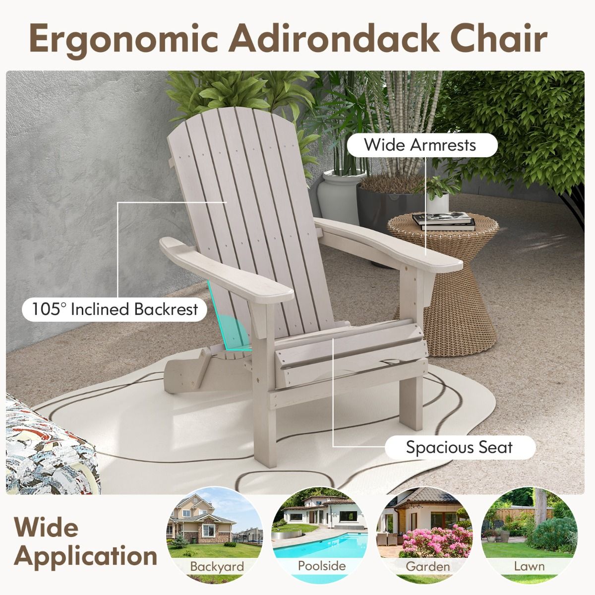 Chaises Adirondack pliantes Coast - lot de 2 - ergonomiques et robustes - grises