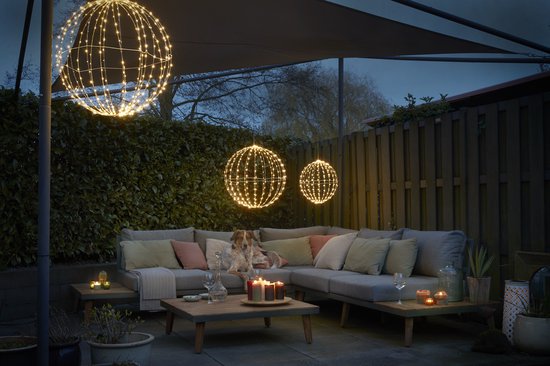 Luca Lighting Christmas Lights Ball with Warm White LED Lights - Ø60 cm - Noir