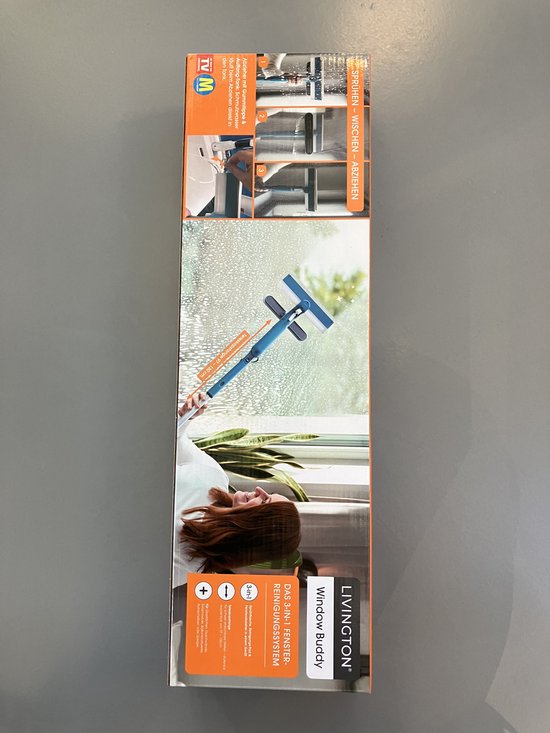 Livington Window Buddy - Nettoyeur de vitres - Nettoyeur de vitres à perche télescopique - Raclette à vitres - Raclette à vitres - Raclette de douche - Nettoyeur de panneaux solaires traducteur