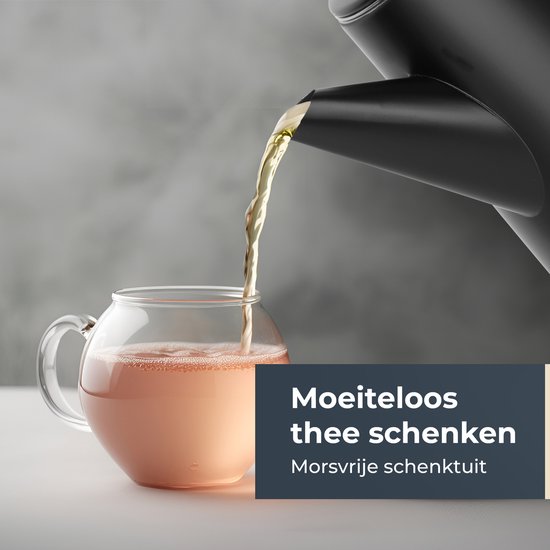 Théière Castagnola avec filtre - Théière à double paroi - Thermos en acier inoxydable - Pichet isotherme 1 L - acier inoxydable - Noir