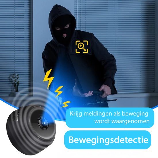 Mini caméra espion cachée Tech Essentials - 1080p - Avec application Wi-Fi - Micro caméra de sécurité secrète - Intérieur - Espionnage - Caméra de surveillance pour nounou - Appareil d'écoute - Noir