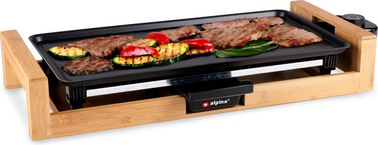 alpina Teppanyaki griddle - Gril de table - Antiadhésif - 2000W - 43x22,5cm - Noir
