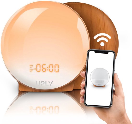 Lampe de Réveil - UPLY - Simulation du Lever et Coucher de Soleil, Sons Naturels, Radio - Commande via App