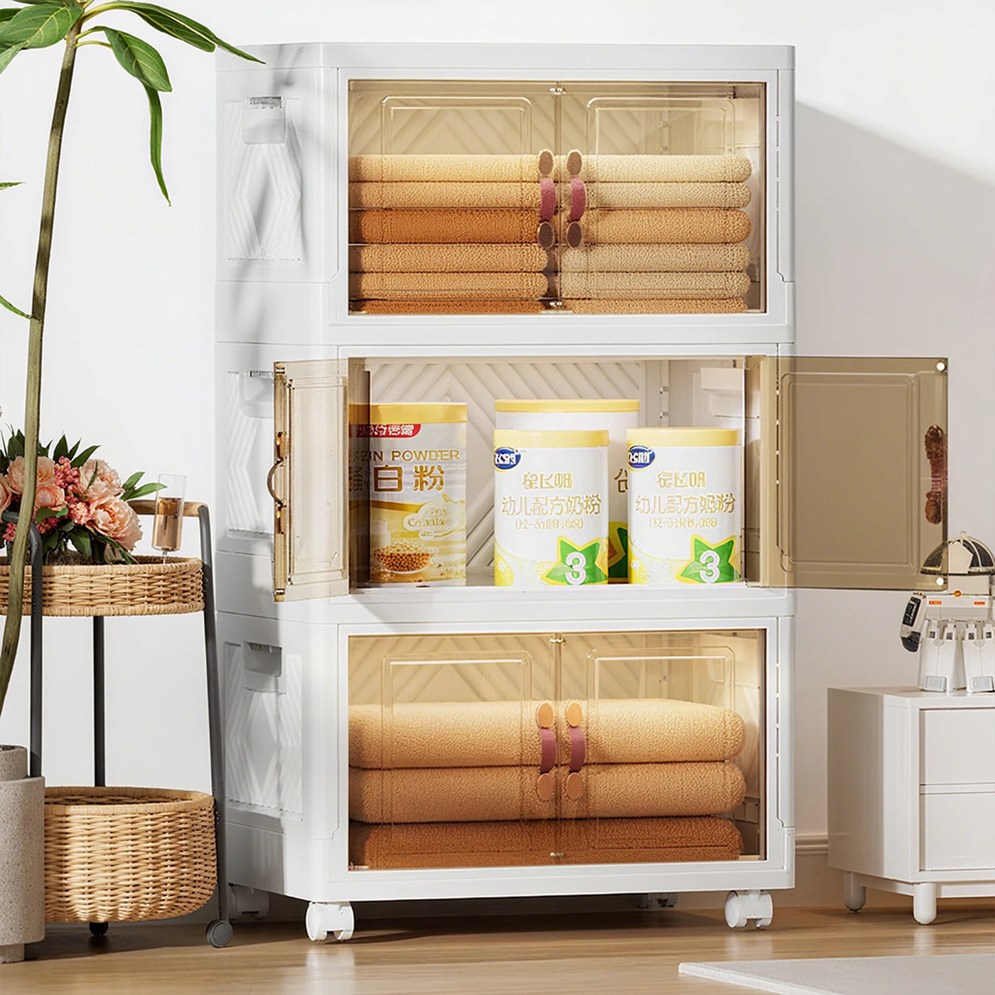 Boîte de rangement SNSP à simple paroi 48 L - Pliable - Organiseur - Pour les vêtements, les jouets et les livres
