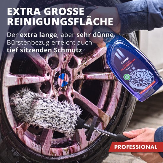 Brosse pour jantes en microfibre, à poils ultra-fins et amovibles, pour un nettoyage en douceur jusqu’au fond du creux de la jante, idéale pour les jantes haut de gamme, brosse pour roues