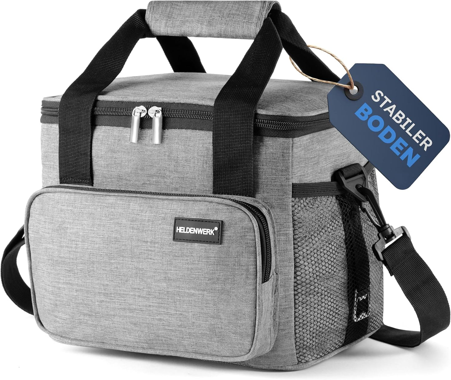 HELDENWERK Cooler Bag Small & Foldable - 10 Liter Thermal Lunch Bag - Insulated, Waterproof & Leakproof - Cooler Bag - Brunch and Lunch Bag - Light Grey