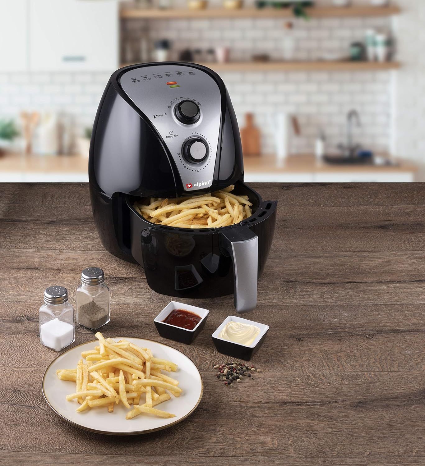 Alpina Friteuse sans Huile XL, Airfryer, 3.2L, 80 à 200°C, 1500W, Noir